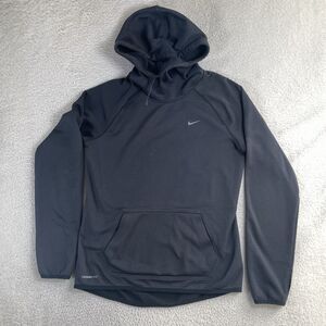 Nike Hoodie Sweatshirt Womens Medium Pullover Thermafit Black High Neck 617835
